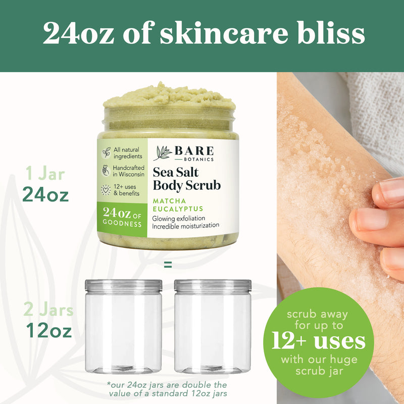 Matcha Green Tea Eucalyptus Small Batch Body Scrub Bare Botanics Skincare