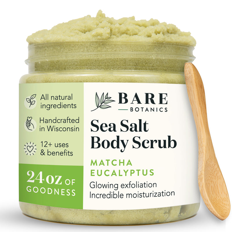 Matcha Green Tea Eucalyptus Small Batch Body Scrub Bare Botanics Skincare